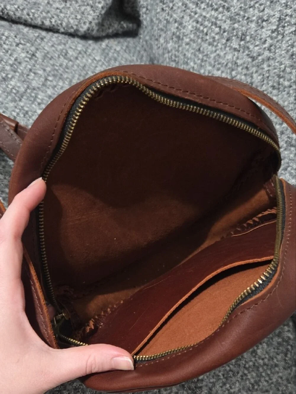 Portland Leather Brown Round Leather Belt Bag